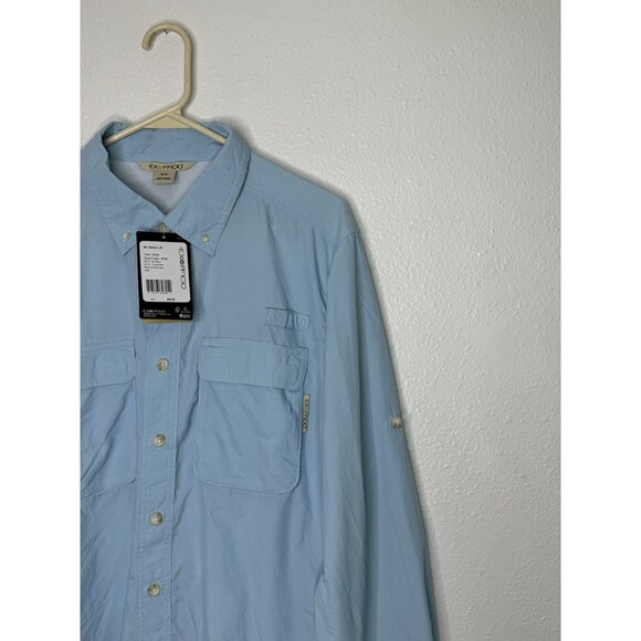 NWT EXOFFICIO Air Strip LS Vented Shirt Sz M Blue UPF 30 Quick Dry Lite Weight - Picture 3 of 16